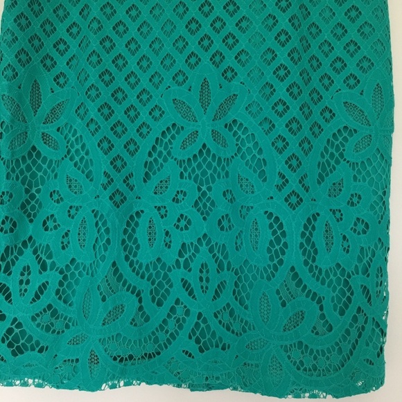 NWT Ann Taylor Loft teal lace pencil skirt 2P - Picture 2 of 6